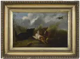 George Armfield, Three Spaniels Flushing a Partridge