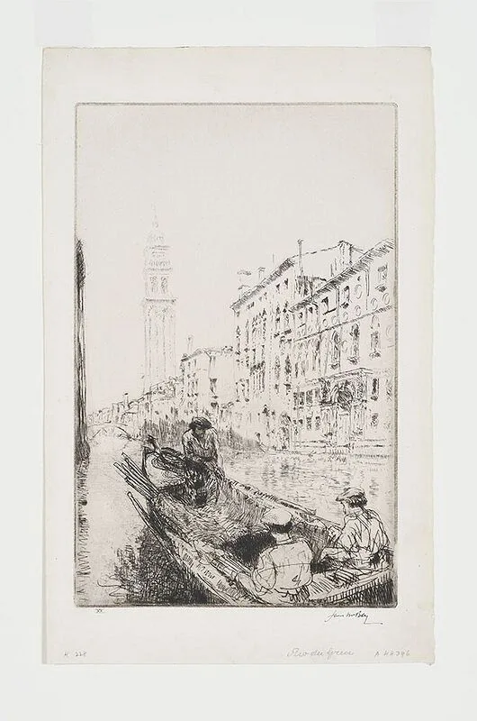 Rio Dei Greci by James McBey, 1926, etching on wove paper, sold Apr 2021