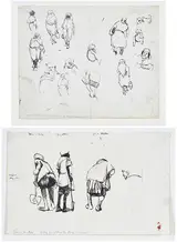 James McBey, Two studies for The Road Menders, Tetuan