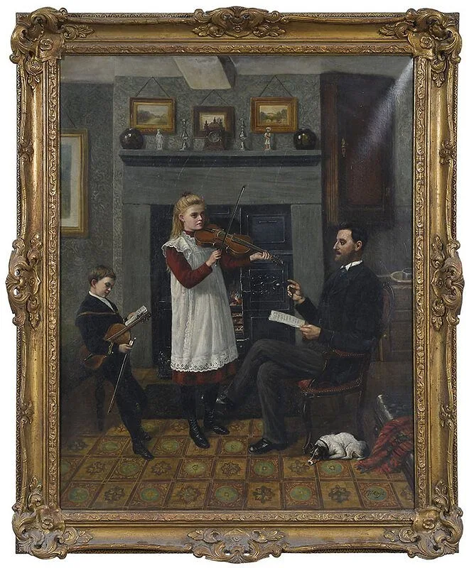 T. Holroyd, The Violin Lesson, oil on canvas