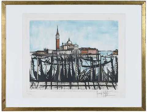 Bernard Buffet, Isola di San Giorgio, Venezia, 1984, color etching