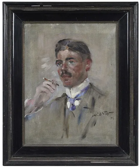 William Stuhr, Portrait of a Man Smoking, 1909, oil on canvas