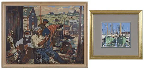 Joseph Ernest Sampson, Two works: Veterans of the Sea, silkscreen on card