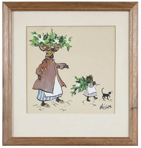Alice Scott, Flower Seller's Helper, ink and watercolor on paper