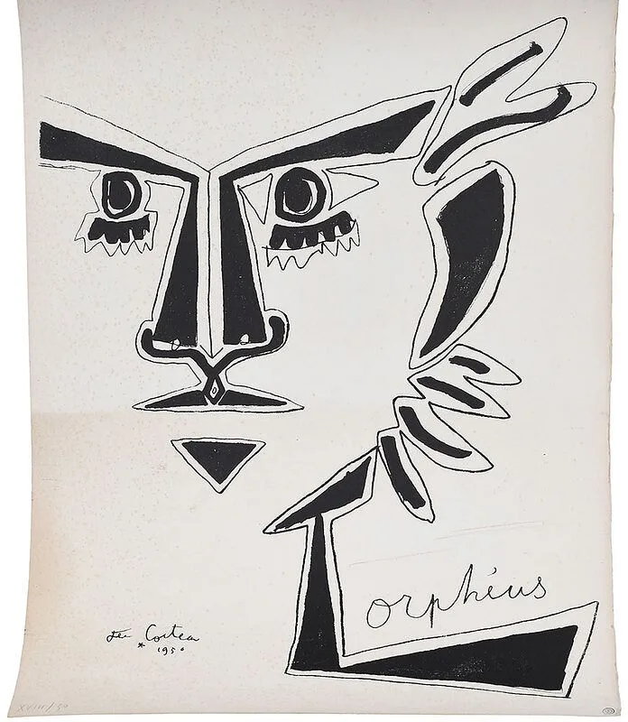 Orpheus by Jean Cocteau, 1950, lithograph on Arches paper, sold Apr 2021