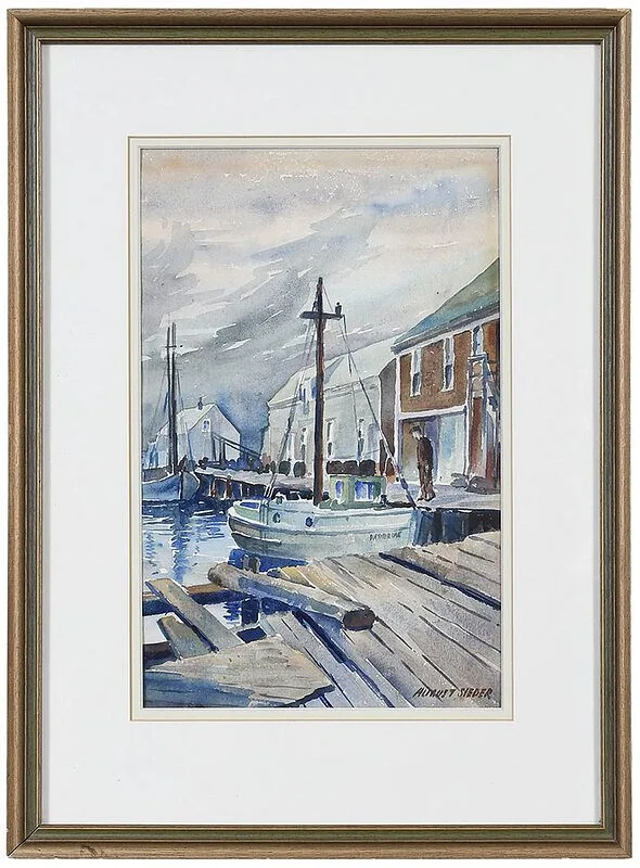 August Sieder, Provincetown Docks, watercolor on paper