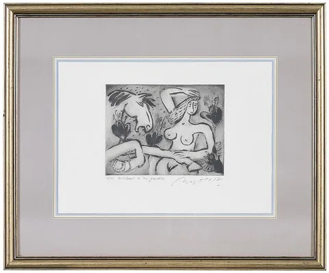 Modern Print, Incident in the Garden, etching
