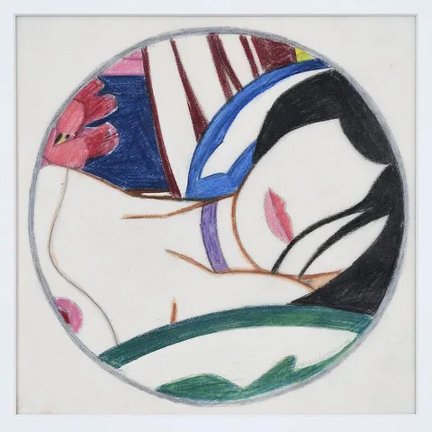 Study for Vivienne by Tom Wesselmann, 1985, colored pencil on tracing paper, sold Feb 2021