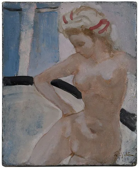 Léonard-Tsuguharu Foujita, Bathing Nude, oil on canvas