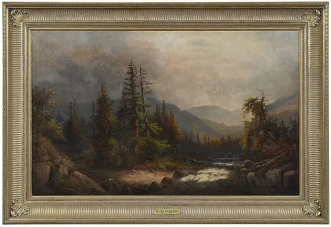 William Charles Anthony Frerichs, North Carolina Mountain Stream with Buck, oil on canvas