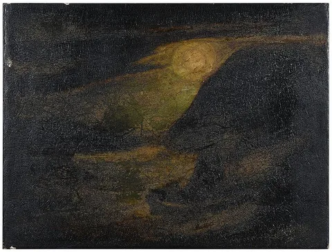 Albert Pinkham Ryder, Moonlit Coast, oil on Masonite