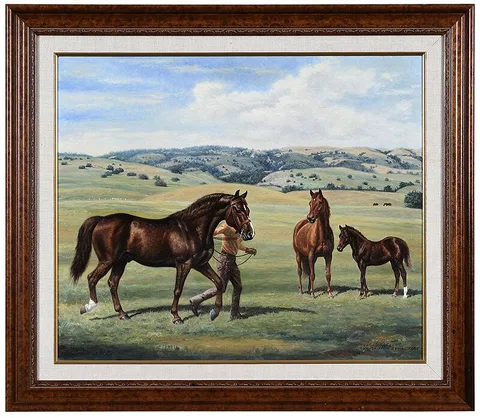 Richard Stone Reeves, Robert Morgan's Horses, Stallion, Mare and Colt, 1965, oil on board
