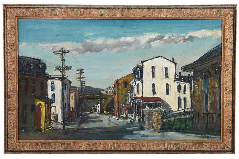 Walter Emerson Baum, Pennsylvania Street Scene, oil on Masonite