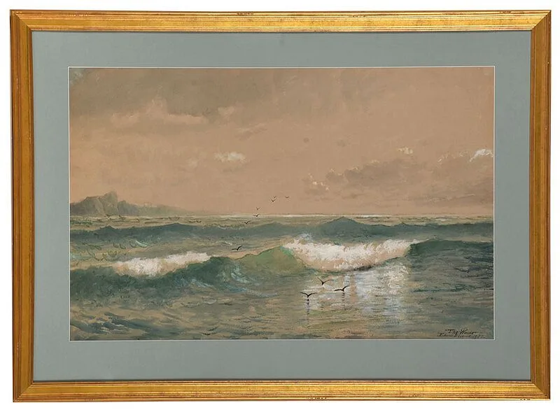 The Wave by Edmund Darch Lewis, 1902, watercolor on buff paper, sold Feb 2021