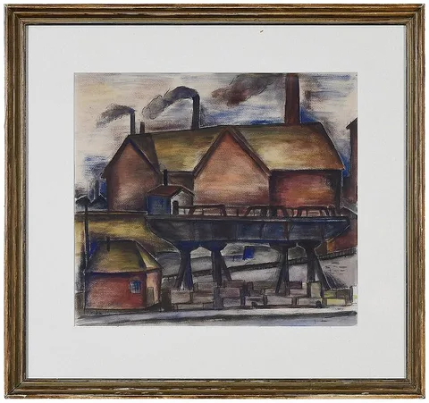 Henry Botkin, Along the River, c. 1929, watercolor and india ink on paper
