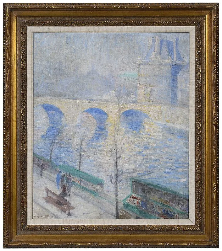 Margaret Serena Peirce, Bouquinistes near the Seine, oil on canvas