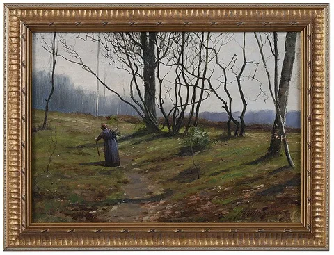 Abbott Fuller Graves, Gathering Wood, oil on panel