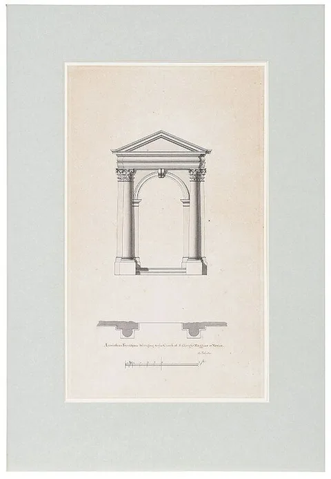 Roger Morris, A Corinthian Frontispiece belonging to the Church of S. Giorgio Maggiore at Venice/By Palladio, pen and ink