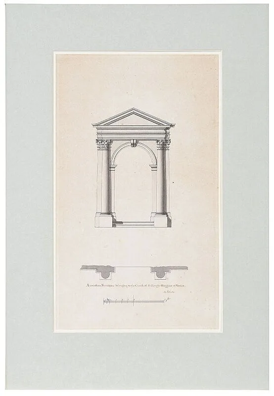 Roger Morris, A Corinthian Frontispiece belonging to the Church of S. Giorgio Maggiore at Venice/By Palladio, pen and ink