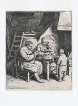 Adriaen van Ostade, Saying Grace (B., H., G., 34)