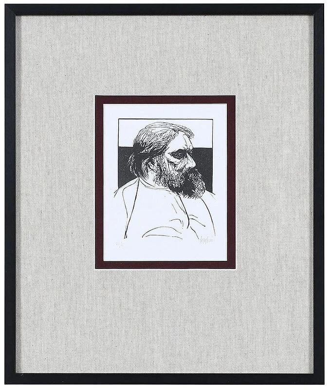 Gustave Courbet by Leonard Baskin, 1969, woodcut, sold Feb 2021