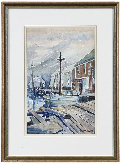 August Sieder, Provincetown Docks, watercolor on paper