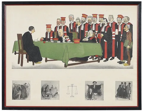 Law & Justice, Sidney Zoltan Lucas (Czech-American by Honoré Daumier, aquatint and lithographs, offered Feb 2021
