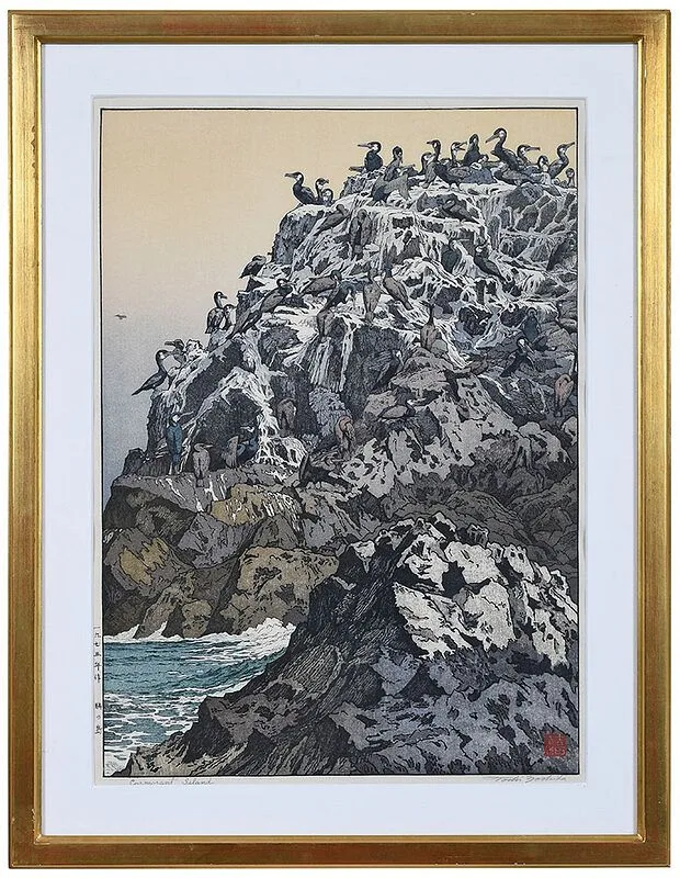 Tōshi Yoshida, Cormorant Island, pencil inscription "Toshi Yoshida" lower right