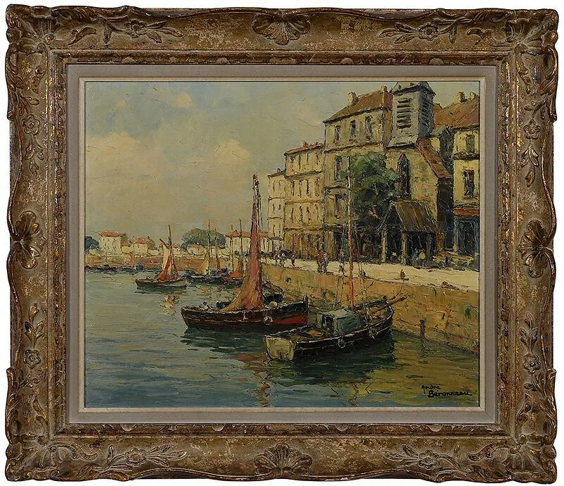 Honfleur by André Beronneau, oil on canvas, sold Jan 2021