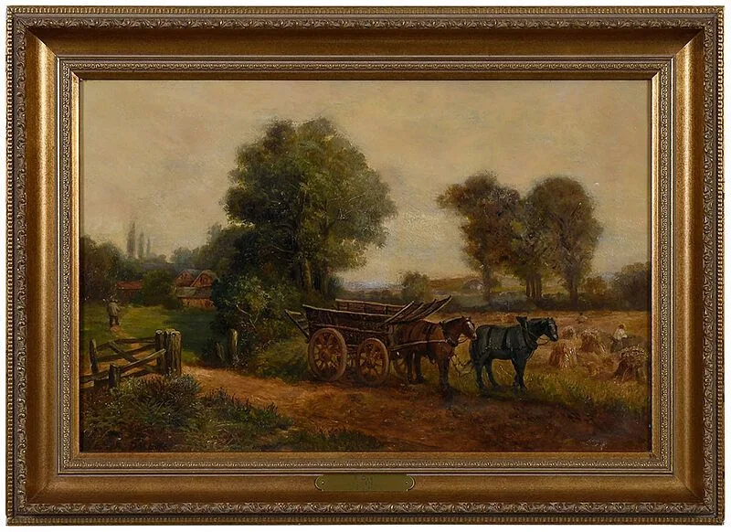 E. Dyer, Hay Harvesting, oil on canvas