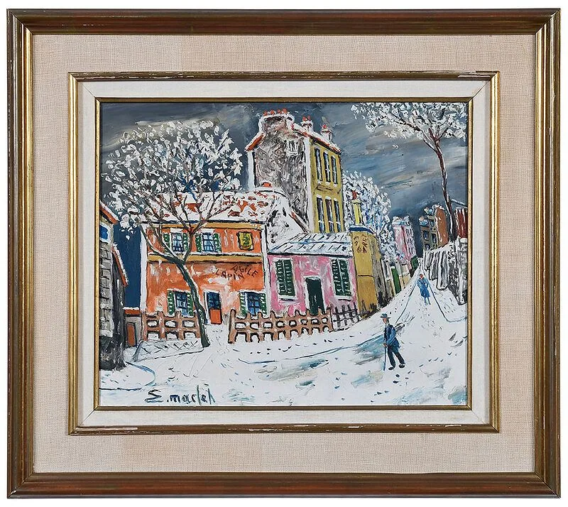 lis‚e Maclet, Agile Lapin sous la Neige,ÿsigned lower left "E. Maclet, oil on canvas
