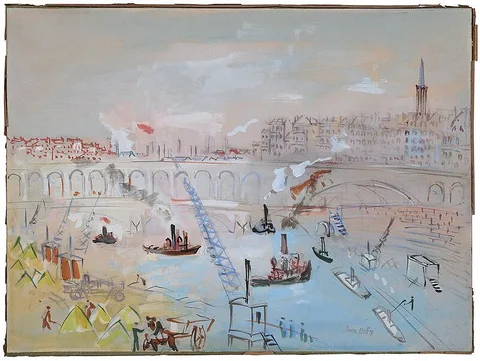 Jean Dufy, Paris, Viaduc Du Point-Du-Jour (B. 4787), watercolor and gouache on paper