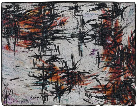 Jaroslav Serpan, Pennz, 1953, mixed media on canvas