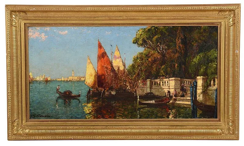 Charles EugŠne Cousin, View Of Venice, oil on plywood