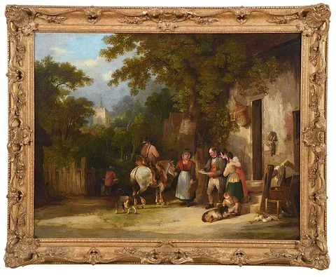 William Shayer the Elder, Welcome News, Minstead, the New Forest, oil on canvas