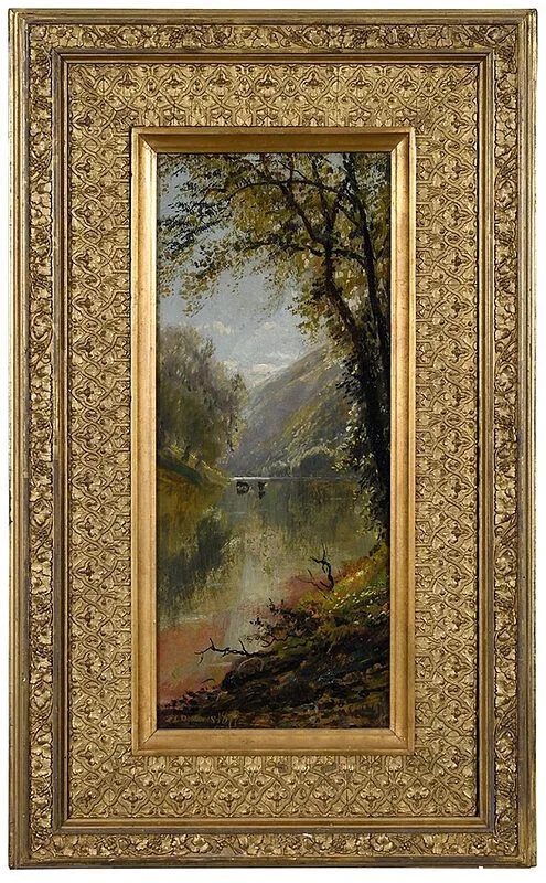 Cows Watering by Edmund Darch Lewis, 1877, oil on canvas, sold Dec 2020