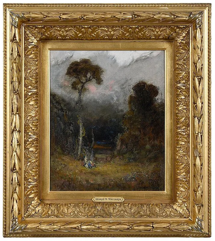 George W. Whitaker, Tonalist Landscape, oil on panel