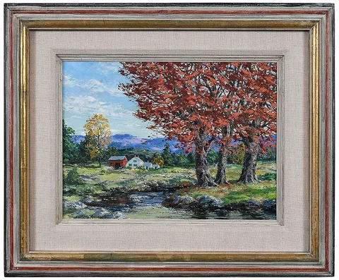 Marion Gray Traver, Red Maples, oil on panel