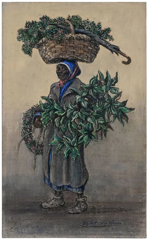 Elizabeth O'Neill Verner, Christmas Greens, pastel on silk on board