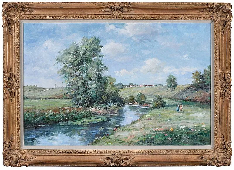 Roland Kickapoo Logan, Springtime Stream, oil on canvas