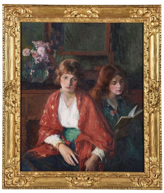 Ivan G. Olinsky, Sisters in Silk Shawls, oil on canvas