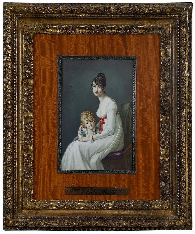 Gustave Guerin, Portrait of Madame de Richemont and Her Daughter, watercolor on ivory
