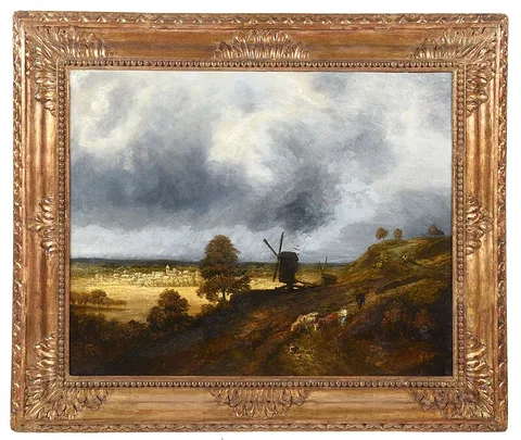 Georges Michel, Windmill on a Hillside, not apparently signed, oil on canvas