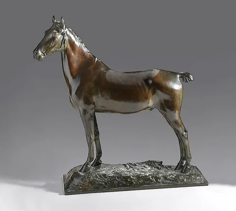 Henry Shrady, Standing Hunter Stallion, patinated bronze