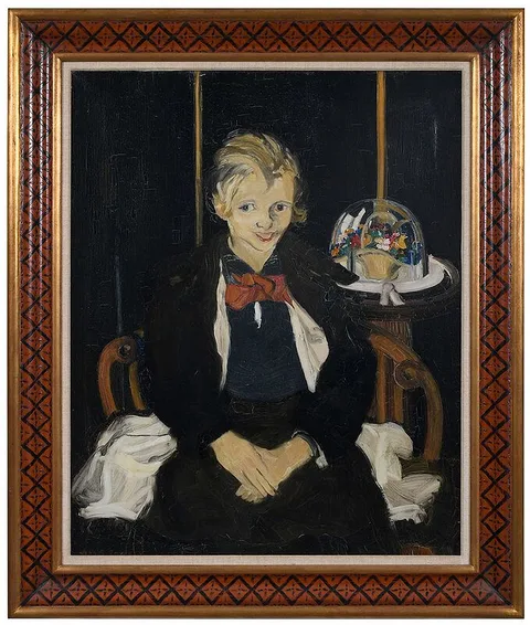 John R. Grabach, Little Helen with a Red Bow, c. 1920s, oil on canvas