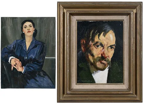 Two Portraits: Portrait of a Man by John R. Grabach, oil on canvas, sold Nov 2020