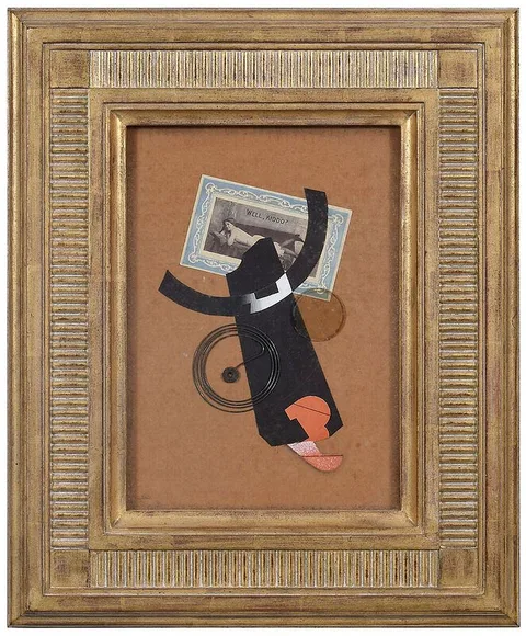 Gary T. Erbe, The Bachelor, mixed media collage on panel