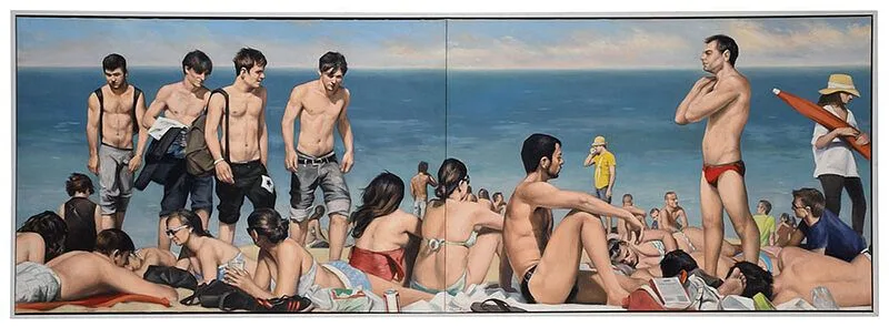 Beach Diptych by Peter Churcher, oil on canvas, sold Nov 2020
