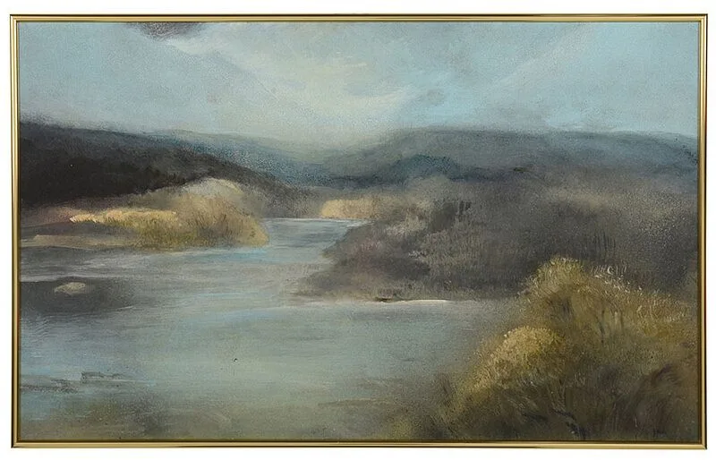 Jane Morton Norton, Up River, mixed media (water based) on board