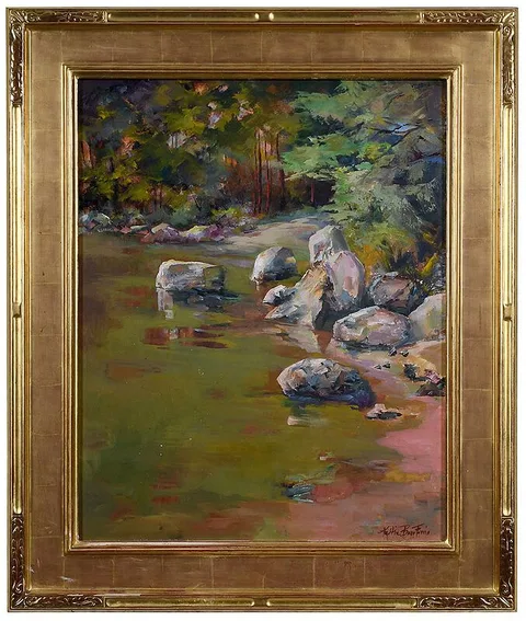 Keltie Ferris, Landscape with Stream and Rocks, oil on canvas